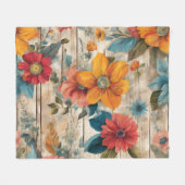 Farbenfrohe rustikale Blume Fleecedecke (Vorderseite (Horizontal))