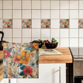 Farbenfrohe rustikale Blume Fliese