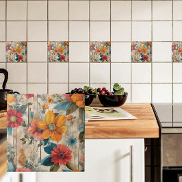 Farbenfrohe rustikale Blume Fliese