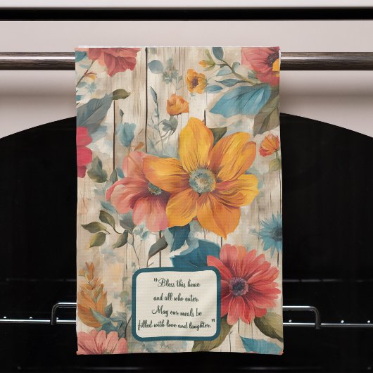 Farbenfrohe rustikale Blume individuell anpassbar Geschirrtuch