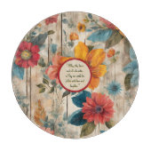 Farbenfrohe rustikale Blume rund um individuell an Schneidebrett (Vorderseite)