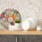 Farbenfrohe rustikale Blume rund um individuell an Schneidebrett