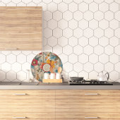 Farbenfrohe rustikale Blume rund um individuell an Schneidebrett