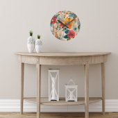 Farbenfrohe rustikale Blume Runde Wanduhr