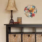 Farbenfrohe rustikale Blume Runde Wanduhr