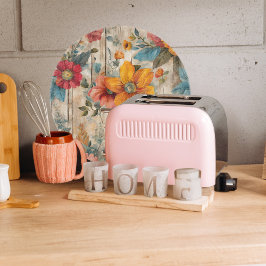 Farbenfrohe rustikale Blume Schneidebrett