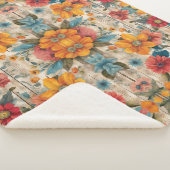 Farbenfrohe rustikale Blume Sherpa Blanka Sherpadecke (3/4)