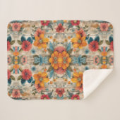 Farbenfrohe rustikale Blume Sherpa Blanka Sherpadecke (Vorderseite (Horizontal))