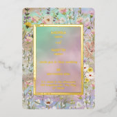 Farbenfrohe Rustikale Boho Wildblume Hochzeit Folieneinladung (Vorderseite)