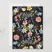 Farbenfrohe rustikale botanische Wildblumen Schwar Save The Date (Rückseite)