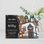 farbenfrohe Rustikale Kirche Mexikanische Hochzeit Einladung (Stehend Vorderseite)