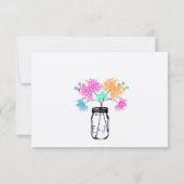 Farbenfrohe Rustikale Mason Jar Wildblume Hochzeit RSVP Karte (Rückseite)
