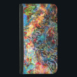 Farbenfrohe rustikale Vintage BlumenCollage Samsung Galaxy S5 Geldbeutel Hülle<br><div class="desc">Coole bunt rustikale Vintage BlumenCollage mit schwarzen Wirbel Zierakzent.</div>