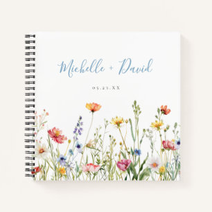 Farbenfrohe rustikale Wildblume Hochzeitsbuch Notizblock