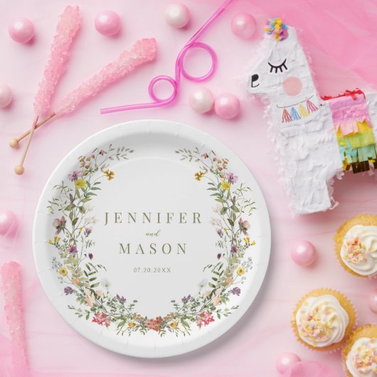 Farbenfrohe rustikale Wildblume Hochzeitspapiere T Pappteller (Party)