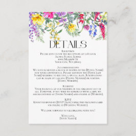 Farbenfrohe rustikale Wildblumen Kräuter Hochzeite Begleitkarte