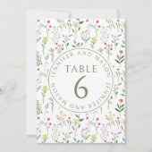 Farbenfrohe rustikale winzige Blume Hochzeit Tisch Einladung (Vorderseite)