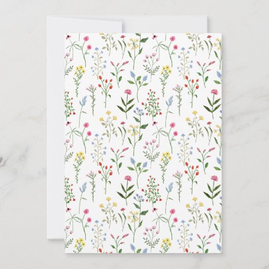 Farbenfrohe rustikale winzige Blume Hochzeit Tisch Einladung (Rückseite)