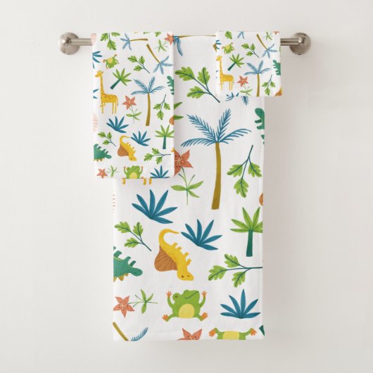 Farbenfrohe Safari-Giraffe Tier niedlicher Dschung Badhandtuch Set (Insitu)