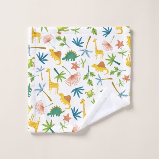 Farbenfrohe Safari-Giraffe Tier niedlicher Dschung Badhandtuch Set (Waschlappen)