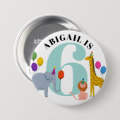 Farbenfrohe Safari Tiere Geburtsname und Alter Button (Vorne & Hinten)