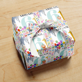 Farbenfrohe Safari Tiere glücklich Geburtstag Jahr Geschenkpapier