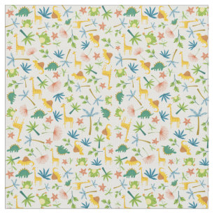 Farbenfrohe Safari Wildtier Aquarellgiraffe Stoff