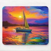 Farbenfrohe Sailboat AI ART Mousepad (Vorne)