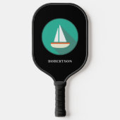 Farbenfrohe Sailboat Illustration Pickleball Paddl Pickleball Schläger (Vorderseite)