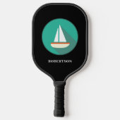 Farbenfrohe Sailboat Illustration Pickleball Paddl Pickleball Schläger (Rückseite)
