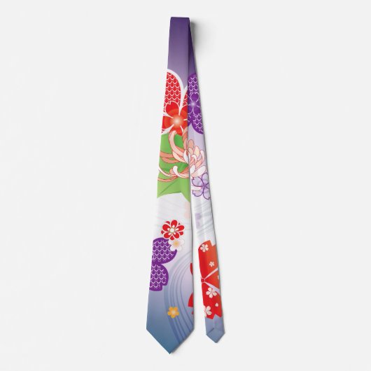 Farbenfrohe Sakura und Dahlia Kimono: Krawatte (Vorderseite)