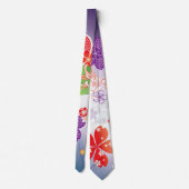 Farbenfrohe Sakura und Dahlia Kimono: Krawatte (Rückseite)