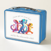 Farbenfrohe Salamander machen Salamander Slide Metall Brotdose (Rückseite)