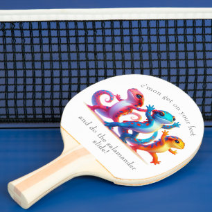 Farbenfrohe Salamander machen Salamander Slide Tischtennis Schläger