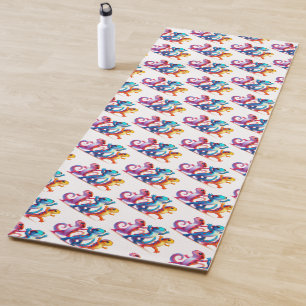 Farbenfrohe Salamander machen Salamander Slide Yogamatte