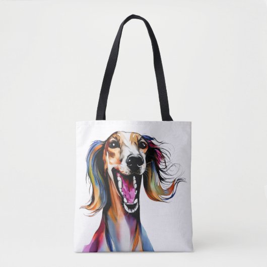 Farbenfrohe Saluki - Niedliche Hunde Kunst Tasche (Vorderseite)