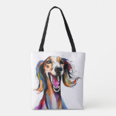 Farbenfrohe Saluki - Niedliche Hunde Kunst Tasche (Rückseite)