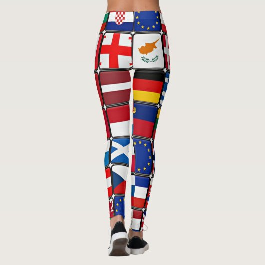 Farbenfrohe Sammlung von Weltflaggen Leggings (Rückseite)