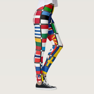 Farbenfrohe Sammlung von Weltflaggen Leggings