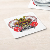 Farbenfrohe Samurai Emblem Rechteckiger Pappuntersetzer (angewinkelt)