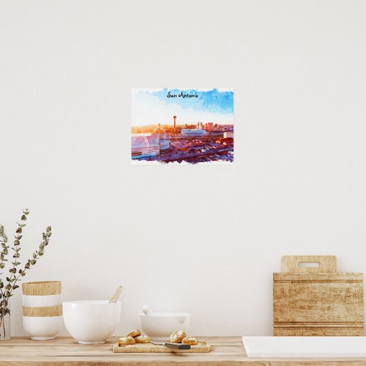 Farbenfrohe San Antonio Texas Panoramaaussicht Poster (Küche)