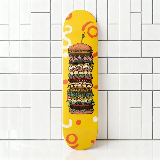 Farbenfrohe Sandwich Stack Kunstwerk Skateboard