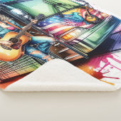 Farbenfrohe Sängerin mit Gitarre und Reisebus nach Sherpadecke (3/4)