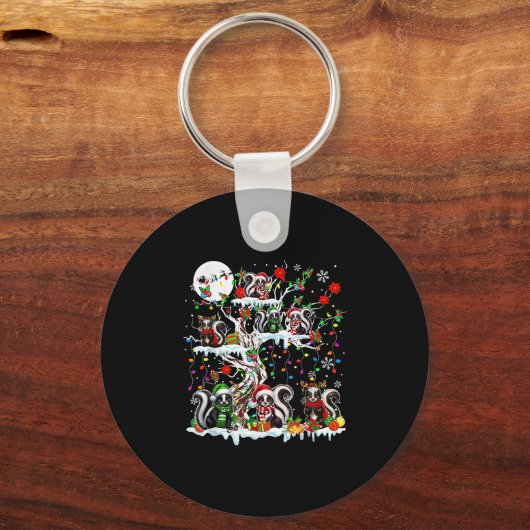 Farbenfrohe Santa Reindeer Skunks auf Weihnachtsba Schlüsselanhänger (Vorderseite)