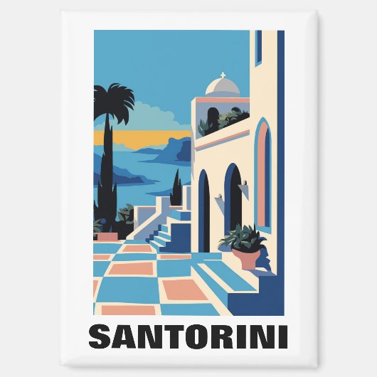 Farbenfrohe Santorin Griechenland Architektur Male Magnet (Vorderseite)