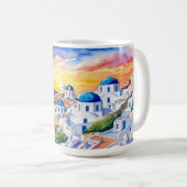Farbenfrohe Santorini Griechenland Wasserfarben | Kaffeetasse (VorderseiteRechts)