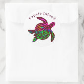 Farbenfrohe Sapelo Insel GA Sea Turtle Runder Aufkleber (Tasche)