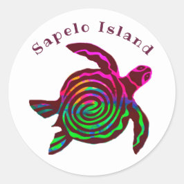 Farbenfrohe Sapelo Insel GA Sea Turtle Runder Aufkleber