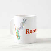 Farbenfrohe Saxophon Personalisiert Kaffee Tasse (Vorderseite Links)