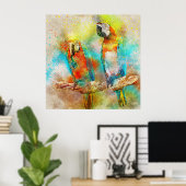 Farbenfrohe Scarlet Macaw Watercolor Poster (Heimbüro)